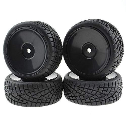 1:10 On Road RC Tires 12mm Hub Wheel Rims, Black, 4PCS | Concentric Hard Dish, For Touring Racing Cars