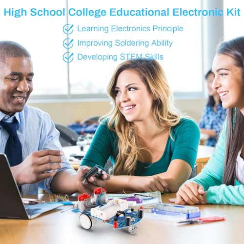 MiOYOOW 2 Pack Line Following Robot Car Kit, Beginners Smart Car Soldering Practice Kit STEM Educational Electronics Soldering Projects for School and Home Learning - color: 2 Pack-soldering Tracking Car(dc Motor)