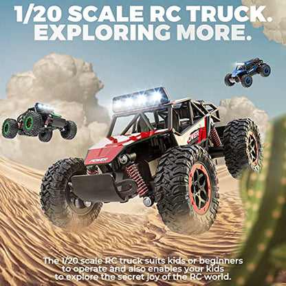 BEZGAR TB201 RC Cars-1:20 Scale Remote Control Car-2WD High Speed 20 Km/h Electric Toy Off Road Vehicle Monster Truck Crawler with LED Headlight and Rechargeable Battery for 8-12 Year Old Boys Girls - color: Tb201-blue