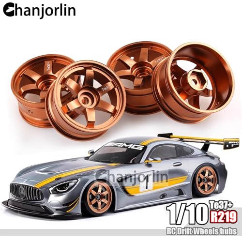 1/10 RC On Road Drift Wheels Rims Hex 12mm Alloy Aluminum Rally Racing Hubs for 1:10 Scale Touring Street Car Tires Tyres Tamiya TT01 TT02 A959 PTG2 HPI KYOSHO HSP XV02 XV01 4PCS (Gold) - color: Gold