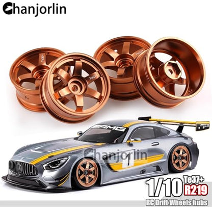 1/10 RC On Road Drift Wheels Rims Hex 12mm Alloy Aluminum Rally Racing Hubs for 1:10 Scale Touring Street Car Tires Tyres Tamiya TT01 TT02 A959 PTG2 HPI KYOSHO HSP XV02 XV01 4PCS (Gold) - color: Gold