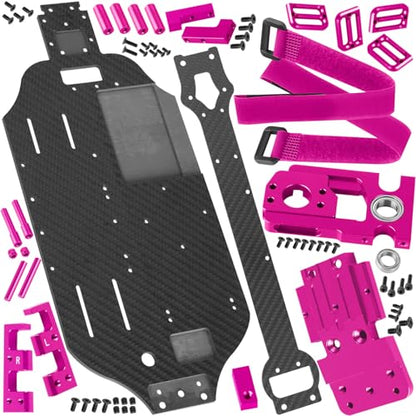 Carbon Fibre Chassis Upgrades Part for 1/10 Slash 4X4 VXL,RC Chassis Protect Armor Skid Plate Guard Hops Up,Replace #TRA6808,Pink - color: Pink - (Carbon Fibre Chassis)