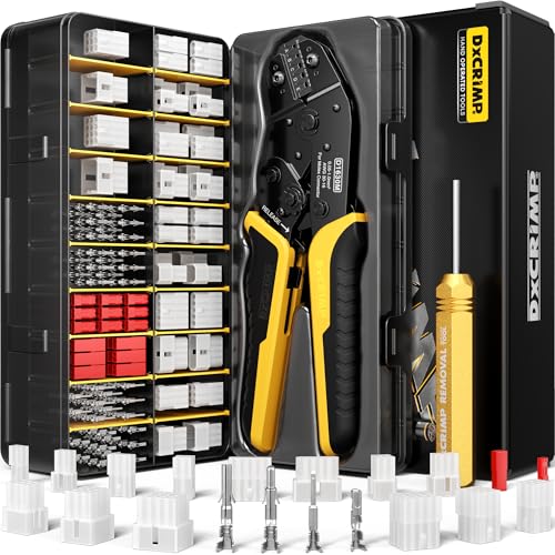 Standard .062" (3.68 mm) & JST-SYP Connector Crimping Tool Kit with Pin Extractor, 2–12 Pin Plug & Receptacle, 16-26 AWG Terminals for Arcade, Pinball, RC Battery & Audio, Fits Molex .062"