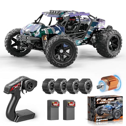 RC Cars for Adults & Boys, 1:14 Desert 4WD Off-Road RC Truck High Speed 40 km/h, 4x4 Remote Control Car with 2 Rechargeable 1300mAh Batteries and 2 Sets of Tires