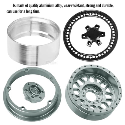 RC 2.2" Beadlock Wheels Tires Set（4PCS for 1/10 SCX10 I II 90046 AXI03007 TRX4 TRX6 VS4-10 D90 Gen7 Gen8 MST CFX RC Crawler Car,2.2 Beadlock Wheels and Tires,Aluminium Wheel Rims,Titanium - color: Titanium -(Rc Wheels Tires)