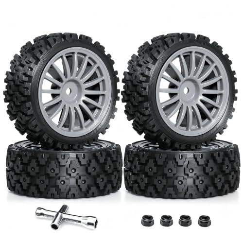 1/10 RC Wheels and Tires，70mm On Road Rubber Tires， for HPI Ken Block's Tamiya XV01 TT01 TT02B Kyosho FAZER MK2 Lc Racing PTG HSP RGT RC 3RACING D5 1/10 RC Rally Car (Grey) - color: Grey