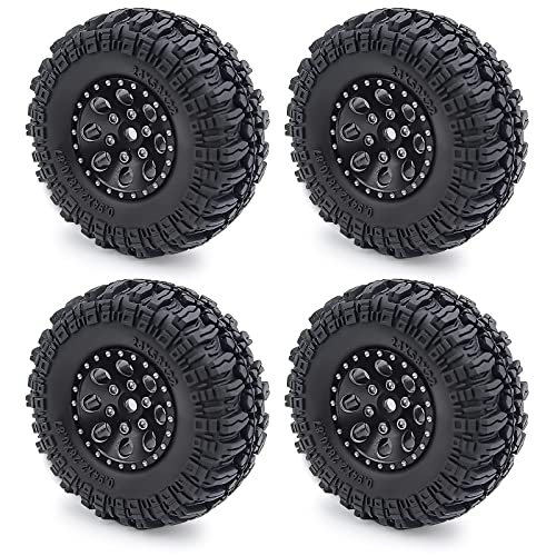 RCHUBAM 4PCS 1.0" Crawler Tires Micro Rubber Tires for 1/18 TRX4M Axial 1/24 SCX24 Deadbolt RC Crawler Car (A-58mm) - color: A-58mm