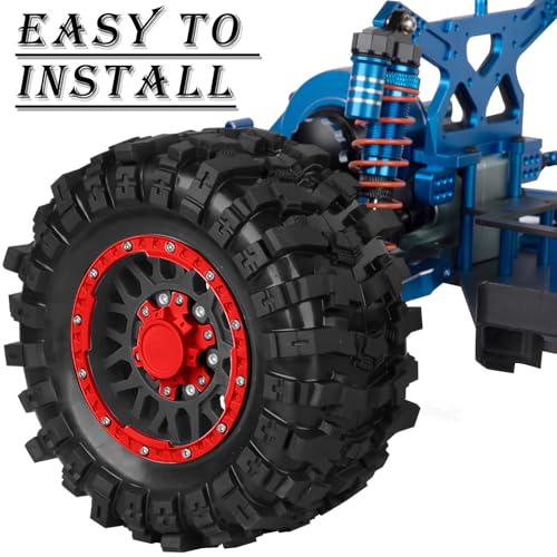 12mm/14mm/17mm RC Truck Wheel Tires for 1/10 Rustler Stampede Hoss,Granite Vorteks Big Rock,Axia 1 L0si Red cat Rc 4wd,Hard Plastic RC Truck Tires,RC Monster Truck Car Wheels,4PCS Red&Black - color: Red&black