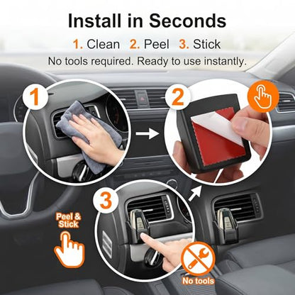 Car Key Fob Holder, Multifunctional Dashboard Storage Box with Card Slot, Anti-shake Garage Key Remote & Card Organizer, Self-adhesive Interior Accessory for Cars Trucks SUVs (Black)