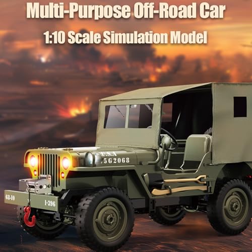 Remote Control Car, 2.4Ghz 4WD Off Road RC Jeep Rock Crawler Vehicle with Linked Lights, 1:10 Scales All Terrain Remote Control Trucks RTR Hobby RC Car for Teen Adults - size: 3 Battery