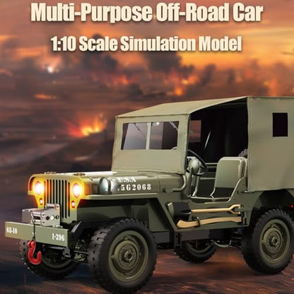 Remote Control Car, 2.4Ghz 4WD Off Road RC Jeep Rock Crawler Vehicle with Linked Lights, 1:10 Scales All Terrain Remote Control Trucks RTR Hobby RC Car for Teen Adults - size: 1 Battery