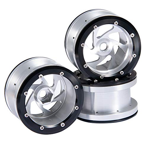 2.2 inch RC Beadlock Wheels Rims Aluminum Metal for 1/10 RC Crawler Car Axial Wraith 90018/90048 -Pack of 4pcs