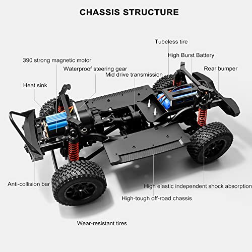 1/12 2.4Ghz Crawler RC Car, Full Scale Throttle/Steering,All Terrain Hobby 4WD Off Road Truck Vehicle Models RC Monster Vehicle Truck Crawler with LED Lights RTR for Adult 14+