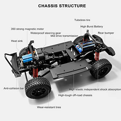 1/12 2.4Ghz Crawler RC Car, Full Scale Throttle/Steering,All Terrain Hobby 4WD Off Road Truck Vehicle Models RC Monster Vehicle Truck Crawler with LED Lights RTR for Adult 14+