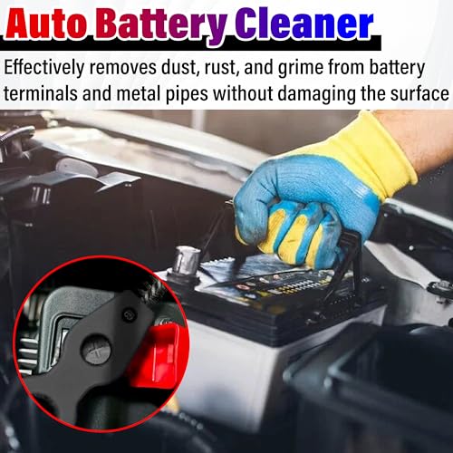Car Battery Terminal Cleaning Brush,4 in 1 Auto Battery Cleaner (Black+Red) | Anti-Rust Battery Terminals Machine Parts Cleaning Tool with Steel Wire for Plumbing Installation Soldering Brazing - color: Black+red