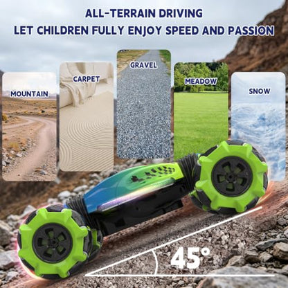 Remote Control Car - RC Drift Car Gesture Sensing Toy Boy Age 6-8-12 Gifts | Gesture Sensing RC Stunt Car for Kids Toys 6 7 8 9 10 11 12 Year Old Boy Birthday Christmas Presents with Lights Music - color: Green