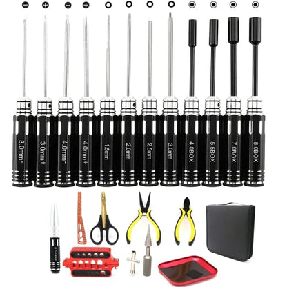 23 in 1 RC Tools Kits Hex Screwdriver Set，Repair Tools Sets with Carry Bags for RC Car Helicopter Quadcopter Drone Airplane