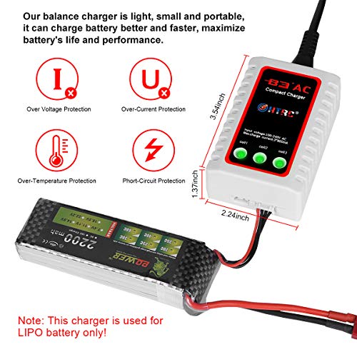 HTRC RC Battery Charger, AC 100-240V Output 20W 1000mA/2000mA 2-8S (2.4-9.6V) NiMH/NiCD Battery Chargers with Standard Tamiya Connector for Drone, RC Car, RC Boat, Airsoft Batteries