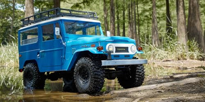 EAZYRC X FMS 1/10 Toyota Land Cruiser FJ40 RS with Licensed RC Truck Blue, All Terrain Waterproof 4WD 35T 550 Motor RC Crawler for Adult,2.4Ghz Remote Control, No Battery - color: Blue