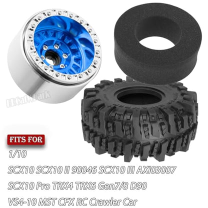 Aluminum RC 1.9 Wheel Tires for 1/10 SCX10 SCX10 II 90046 SCX10 III AXI03007 SCX10 Pro TRX4 TRX6 Gen7/8 D90 VS4-10 MST CFX RC Crawler Car,4pcs RC 1.9 Beadlock Wheel,Navy Blue - color: Navy Blue - (Colorful Tires)