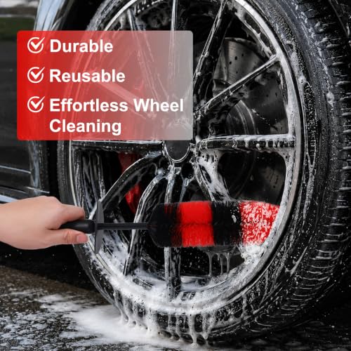 Wheel Brush Soft Bristle Car Tire Detail Cleaning Tool,Tire Brush Suitable for Exhaust Ports, Engines, Behicles, Motorcycles,Cars, Trucks, SUVs, and RVs