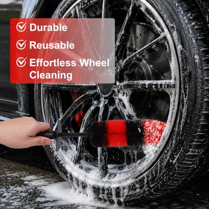 Wheel Brush Soft Bristle Car Tire Detail Cleaning Tool,Tire Brush Suitable for Exhaust Ports, Engines, Behicles, Motorcycles,Cars, Trucks, SUVs, and RVs