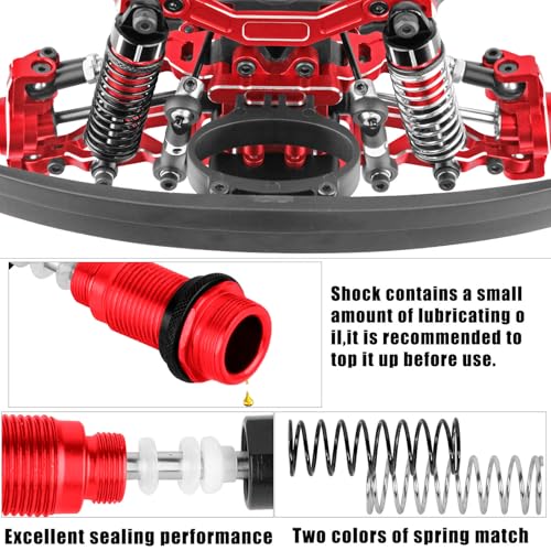 Upgrade Parts for 1/16 Mojave GROM 223S DSC 4X4 RTR,RC Shock& Arms&Drive Shaft CVD&Steering Knuckle Kit&Shock Tower&Adjustable Links&Steering Block&RC Gearbox&Sway Bar Kit,Red - color: Red(for 1/16)