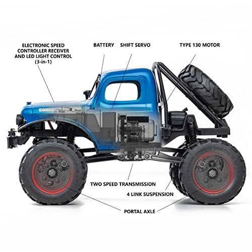 BEEZRC FMS 1/24 RC Crawler FCX24S Power Wagon S RTR, 4WD Off-Road Mini Rock Crawler Remote Control Car, 2.4GHz Hobby Grade Electric RC Truck, Hobby rc Crawlers for Adults (Blue) - color: Blue