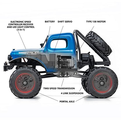 BEEZRC FMS 1/24 RC Crawler FCX24S Power Wagon S RTR, 4WD Off-Road Mini Rock Crawler Remote Control Car, 2.4GHz Hobby Grade Electric RC Truck, Hobby rc Crawlers for Adults (Blue) - color: Blue