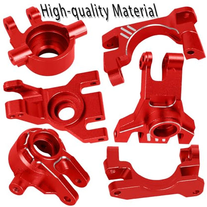RC Upgrades Part for 1/10 Slash/Rustler/Stampede 4x4 VXL,Aluminum Caster Block,Steering Blocks,Rear Stub Axle Carriers,Steering Bellcranks Hop Ups,Red