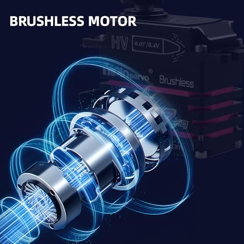 AK47 47KG Brushless Digital Servo, IP67 Waterproof, CNC Aluminum HV Motor, 0.07s Speed 180/270/360/357 Degree for RC Cars 1/8 1/10 Scale (357 Degree) - style: 357 Degree