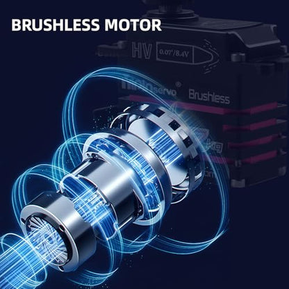 AK47 47KG Brushless Digital Servo, IP67 Waterproof, CNC Aluminum HV Motor, 0.07s Speed 180/270/360/357 Degree for RC Cars 1/8 1/10 Scale (357 Degree) - style: 357 Degree