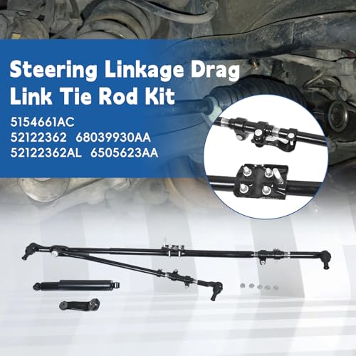 Silscvtt Steering Linkage Drag Link Tie Rod Upgrade Pitman Arm and Damper Drag Kit Replacement for Ram 1500/2500/3500 Pickup 4 x 4 Model 2003-2013