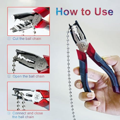 Chain Joining Tool Pliers for #10 Metal Bead Ball Chain Cutting and Joining | Ball Chain Joing and Splicing Tool Pliers