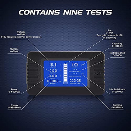 DC Multifunction Battery Monitor Meter with Shunt,0-200V,0-100A, LCD Display Digital Current Multimeter Voltmeter Ammeter for Cars RV Solar,Widely Applied to 12V/24V/48V RV/Car Battery… - size: DC 100A Battery Meter