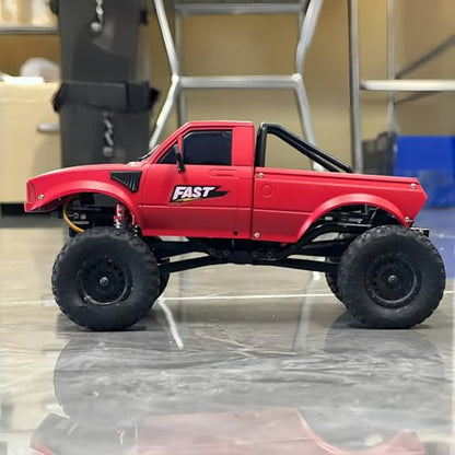 1/24 Pickup Truck Hard Body with Rear Cage Frame for 1/24 RC Crawler Axial SCX24 Bronco/Wrangler/C10/Base Camp Wheelbase 133mm (Military Green) - color: Military Green