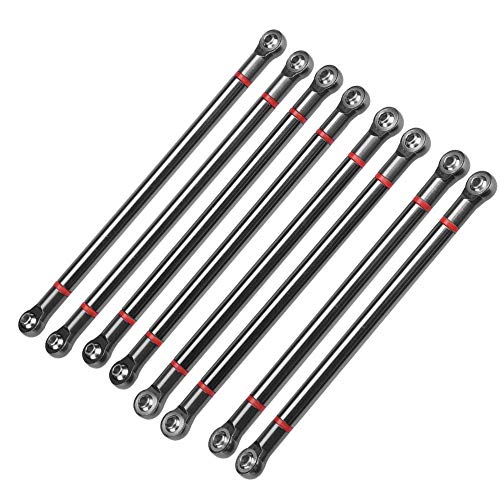 RC Crawler Steering Linkage, Adjustable Aluminum 8PCS Set Chassis Link Rod 1/10 Scale for RC Hobbyists, Off-Road Enthusiasts, Trail Crawling Models (Color)