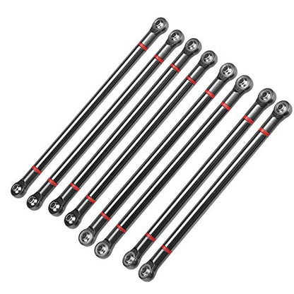 RC Crawler Steering Linkage, Adjustable Aluminum 8PCS Set Chassis Link Rod 1/10 Scale for RC Hobbyists, Off-Road Enthusiasts, Trail Crawling Models (Color)