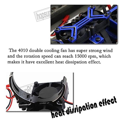 Motor Cooling Fan with 47-49mm Adjustable Mount Upgrades Part for 1/8 1/5 Infraction,Felony,Limitless,4985 1717 Motor,Aluminum 4010 High Speed Cooling Dual Fans 15000 RPM Heatsink,Black - color: Black/Cooling Fan