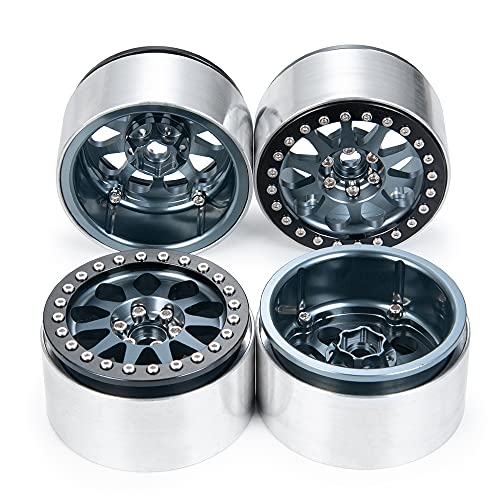 Benedict Harry 4Pcs Alloy 2.2" Beadlock Wheel Rims for 1:10 RC Rock Crawler Axial SCX10 RR10 Wraith 90048 90018 TRX4 12mm Hex (Titanium) - color: Titanium