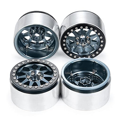 Benedict Harry 4Pcs Alloy 2.2" Beadlock Wheel Rims for 1:10 RC Rock Crawler Axial SCX10 RR10 Wraith 90048 90018 TRX4 12mm Hex (Titanium) - color: Titanium