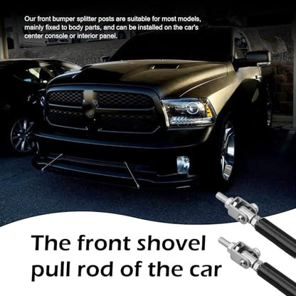 2 PCS Front Bumper Lip Strut Rod, Adjustable 7.87"-10.83" Stainless Steel Bumper Lip Splitter Diffuser Strut Rod, Automotive Reinforcement Tie Bar, Universal for Most Cars (Black) - color: Black