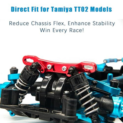 Aluminum Alloy Front & Rear Shock Towers for Tamiya TT02 1/10 RC Car – Precision CNC Machined RC Car Shock Mount, TT02 Alloy Shock Absorber Plate Lightweight & Durable Upgrade Parts Red - color: Red