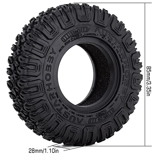 RC Car Tires,WONFAST 4PCS 1.55 inch Mud Wheel Tyre Terrain Crawler Rubber Tires Foam Insert for 1:10 RC Crawler Car for Axial 90069 TF2 D90 CC01 LC70 Tamiya MST JIMNY UTB18(85MM) - color: 85mm