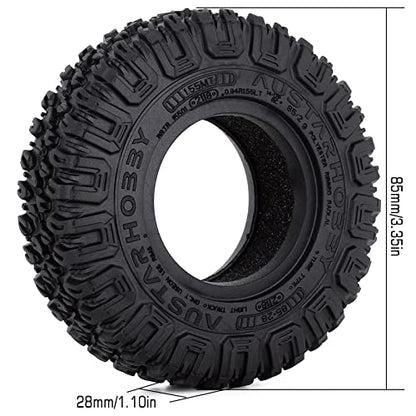 RC Car Tires,WONFAST 4PCS 1.55 inch Mud Wheel Tyre Terrain Crawler Rubber Tires Foam Insert for 1:10 RC Crawler Car for Axial 90069 TF2 D90 CC01 LC70 Tamiya MST JIMNY UTB18(85MM) - color: 85mm