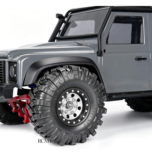 RC 1.0 Beadlock Wheels and Tires for 1/18 1/24 Trx4m SCX24 FMS FCX24 RC Crawler Car,Aluminum 4pcs RC Wheel Rim Soft Rubber Tires,RC Wheels 1.0,Silver - color: Silver (1.0 in Tires)