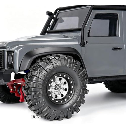 RC 1.0 Beadlock Wheels and Tires for 1/18 1/24 Trx4m SCX24 FMS FCX24 RC Crawler Car,Aluminum 4pcs RC Wheel Rim Soft Rubber Tires,RC Wheels 1.0,Silver - color: Silver (1.0 in Tires)