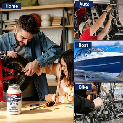 Keze White Lithium Grease Tube Car Door Grease Multi-Purpose Lubricant | Bicycle Grease with Brush Rust Corrosion Waterproof for Hinges, Bearings, Gears, Automotive Parts, Sliding Track,8oz-1 Pack - size: 1 Pack (8oz)
