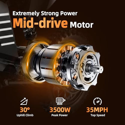 Electric Dirt Bike for Teens and Adults, 3500W Peak Motor, 35 MPH Max Speed Fast Electric Motorcycle, 48V 20.8AH Battery, 37 Miles Range, 265 LBS Load, Dual Suspension, Dual Hvdraulic Brakes