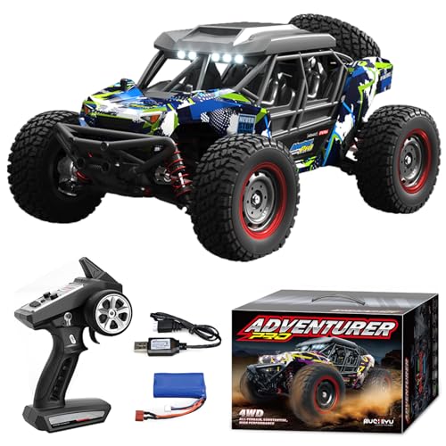 1/16 Brushless Fast RC Desert Car for Adults, Top Speed 37mph Electric Off-Road RC Monster Trucks, 4X4 Remote Control High Speed RC Car for Sand Land Hobby Toy Gifts SCY-16106PRO (Blue) - color: Pro-blue
